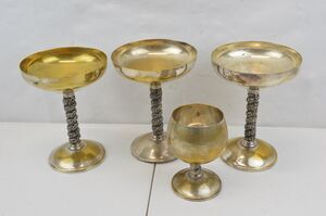 Set of 4 Roma S.L. Spain Silver-Plated Champagne Stem Goblets Vintage